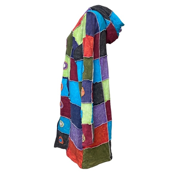 KPC Patchwork Colorful Boho Jacket With Hood - Picture 9 of 16